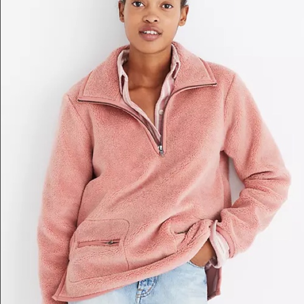 Madewell pink Sherpa popover